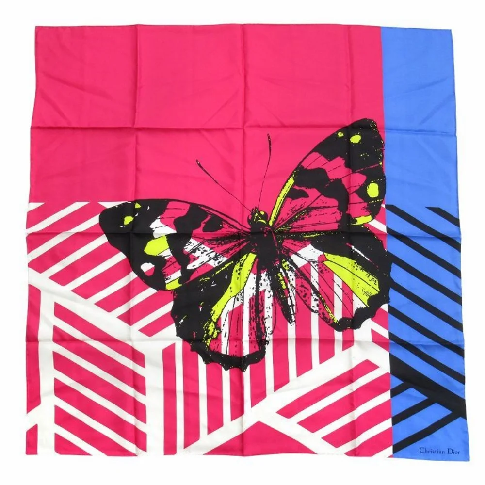 NWT 2022 Christian Dior Silk Large Pink and Blue Butterfly Scarf/Shawl!